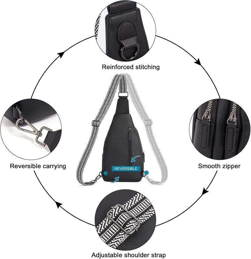 CLUCI Crossbody Bags for Women Men,Leather Sling Bag Cross Body Backpack for Woman Gifts for Women Birthday Unique - Image 5